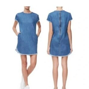 Good American Denim Raw Hem Cap Sleeve Women's Mini Dress Size 1